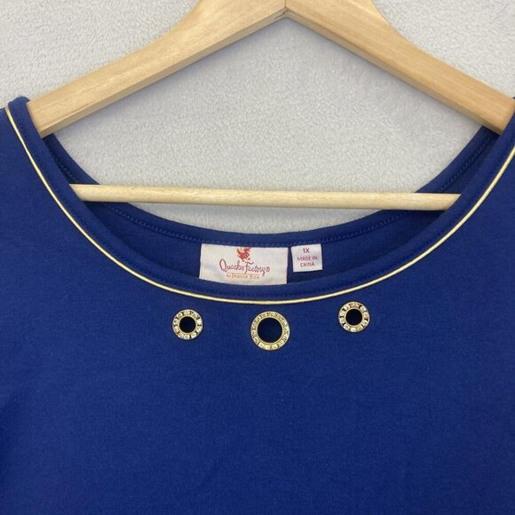 Quacker Factory Tank Top Womens 1X Gold Trim Sleeveless Stud Embellished VGUC XL - Picture 4 of 11